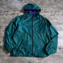 ス*ー様 ヴィンテージHelly Hansen ナイロンパーカー L 緑 紫 刺