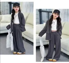 ダークグレー カジュアルスーツ 130cm キッズ　ダンス　フォーマル