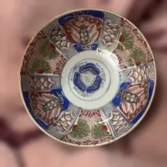 多色花模様の陶器ボウル有田焼古い