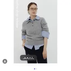 美品 yori ヨリ コットン刺繍カラーニット ネイビー サイズF 洗える 1072001032075479_01_8020.jpeg