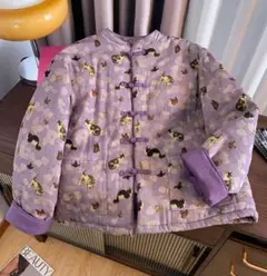 高級感 綿 コート アウター プリント 暖かい レトロデザイン