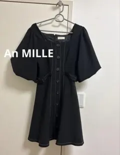 An MILLE アンミール　スクエアネック 半袖 ワンピース ブラック　フリーのサムネイル