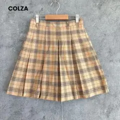 COLZA　コルザ　プリーツスカート　チェック柄　ベージュ系　後ろゴム　L