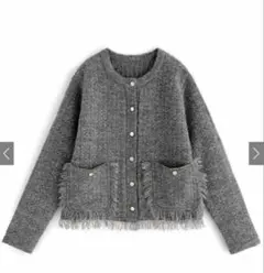 GRL フリンジツイードニットカーディガン[an1394]