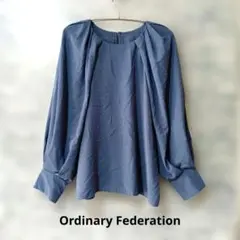 Ordinary Federation長袖ブラウス ブルー系 ボリュームスリーブ