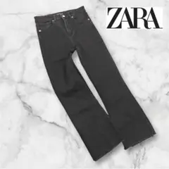 ZARA ブラック ブーツカットデニム　ハイウエストストレッチフレアデニム38
