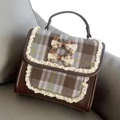 チェック柄リボンショルダーバッグ