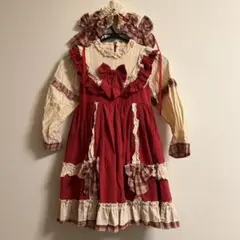 ゴスロリ・ロリータドレス 赤とクリーム色