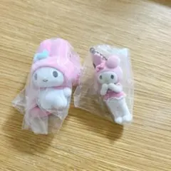 マイメロ　ミニチュアチャーム　カラフルカラビナ　フロッキー　２点セット