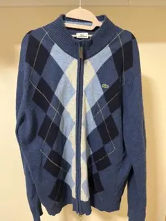 LACOSTE ネイビー アーガイルカーディガン　Ｌサイズ