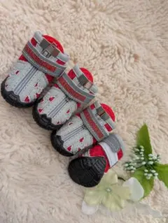 1#4足♡2kg超小型犬ブーツドッグシューズペットシューズ メッシュタイプ赤