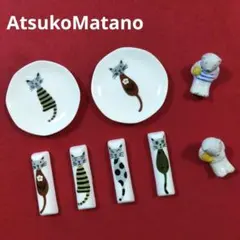 美品 マンハッタナーズ 箸置き 5個セット 猫 陶器 箱付き - メルカリ