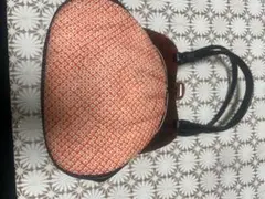 和装用バッグ オレンジと白の幾何学模様