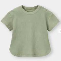 GU クルーネックTシャツ　サイズ100 ワッフル　カーキ