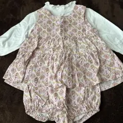 ハロー赤ちゃん　ピンク花柄ワンピース　長袖トップス　パンツセット