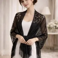 ショール ストール ブラック 大判 レース お呼ばれ パーティ 日焼け対策 上品