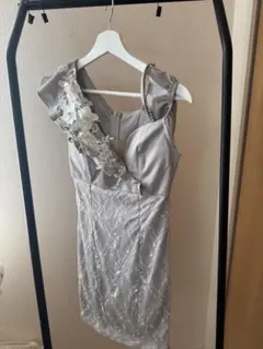 グレー レース キャバドレス Sサイズ相当（ワンショルダー）