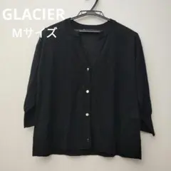 グラシア　GLACIER　七分袖カーディガン　黒　シアー　Mサイズ