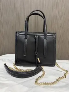 2WAY ショルダーバッグ ブラック ゴールドチェーンのサムネイル