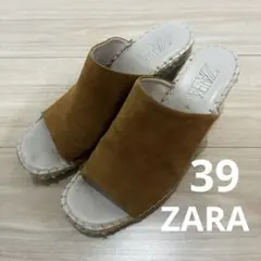ZARA ブラウン エスパドリーユサンダル 39 ザラ 厚底サンダル レディース