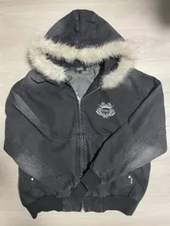 Atmark フード付きデニム風パーカー L ブラック