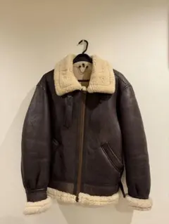 ヴィンテージ！美品！激レア！レディースサイズ！ダークブラウン！B-3ムートン フェイクレザームートンB-3クロップドフライトジャケット