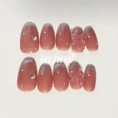 ネイルチップ　現品　オーダー　ピンク　ワンホン　マグネットフレンチ　no.76