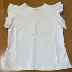 ユニクロUNIQLOフリル袖 ホワイト Tシャツ M