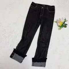 極美品 ピンクハウス 裾フリル ブラックデニムパンツ ジーパン ジーンズ Lのサムネイル