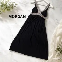 MORGAN モルガン　ブラック キャミワンピース シルバー　装飾ストラップのサムネイル