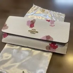 COACH コーチ 長財布 花柄 フラワー ホワイト