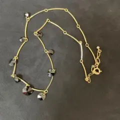 【9】オニキス風の飾り　ゴールドカラーネックレス　ヴィンテージ