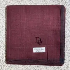 Dior　ディオール　ハンカチ　チェック　ワインレッド系　約47cm