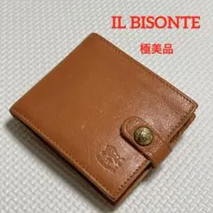 ・極美品　IL BISONTE レザー二つ折り財布　ヤキヌメ　コンチョ　ミニ財布