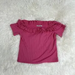 ZARA TRAFALUC フリルオフショルダートップス S ピンクのサムネイル
