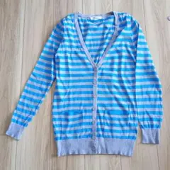 Forever 21 青とグレーのストライプカーディガン S/Pのサムネイル