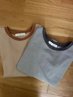 nano universe ストライプ長袖Tシャツ 2色セット