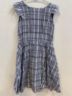 pom ponette チェック柄 フリル付き 半袖ワンピース　140