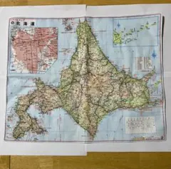 か*に様 地図ハンカチーフ　北海道　マップハンカチ