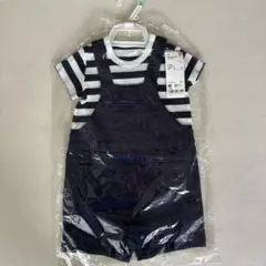 UNIQLO ネイビー ストライプロンパース 80cm