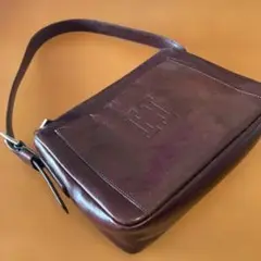 HIROFU ヒロフ　ダークブラウン レザー ショルダーミニバッグ