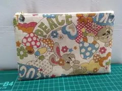レトロアニマルかわいい　ぺたんこポーチ　フラットポーチ　ハンドメイド