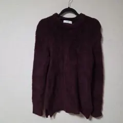 INHERIT　インヘリット　メンズ　シャギーニット　モールニット　M　ワイン