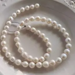 P563-13天然淡水パールビーズ ホワイトグレー系 約6〜7mm ハンドメイド