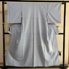 ミ*ー様 ■E5614■ポリエステル■白藍色　縮緬風　袷　色無地　着物■丈157