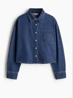 H&M デニムシャツ　ショート丈　ドロップ丈