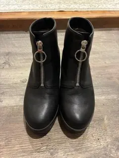 オリエンタルトラフィック ショートブーツ S 黒 フロントジップ 厚底