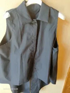 ダークグレー ノースリーブシャツ LLと横スリットズボンのセットLL２点セット