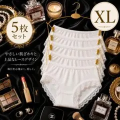 上品　レース　レディース　XL ショーツ 5枚　セット 白 2143