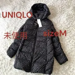 ♦︎未使用　ユニク豹柄　ダブルジップ　フード付き　ダウンコート　M